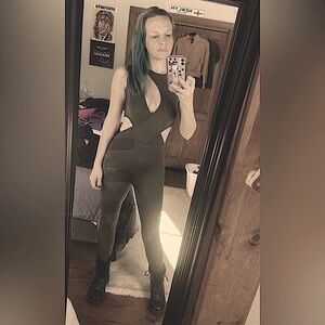 GREEN CUTOUT CATSUIT ONE PIECE~SMALL~SEXY, STRETCHY, COMFY & COOL